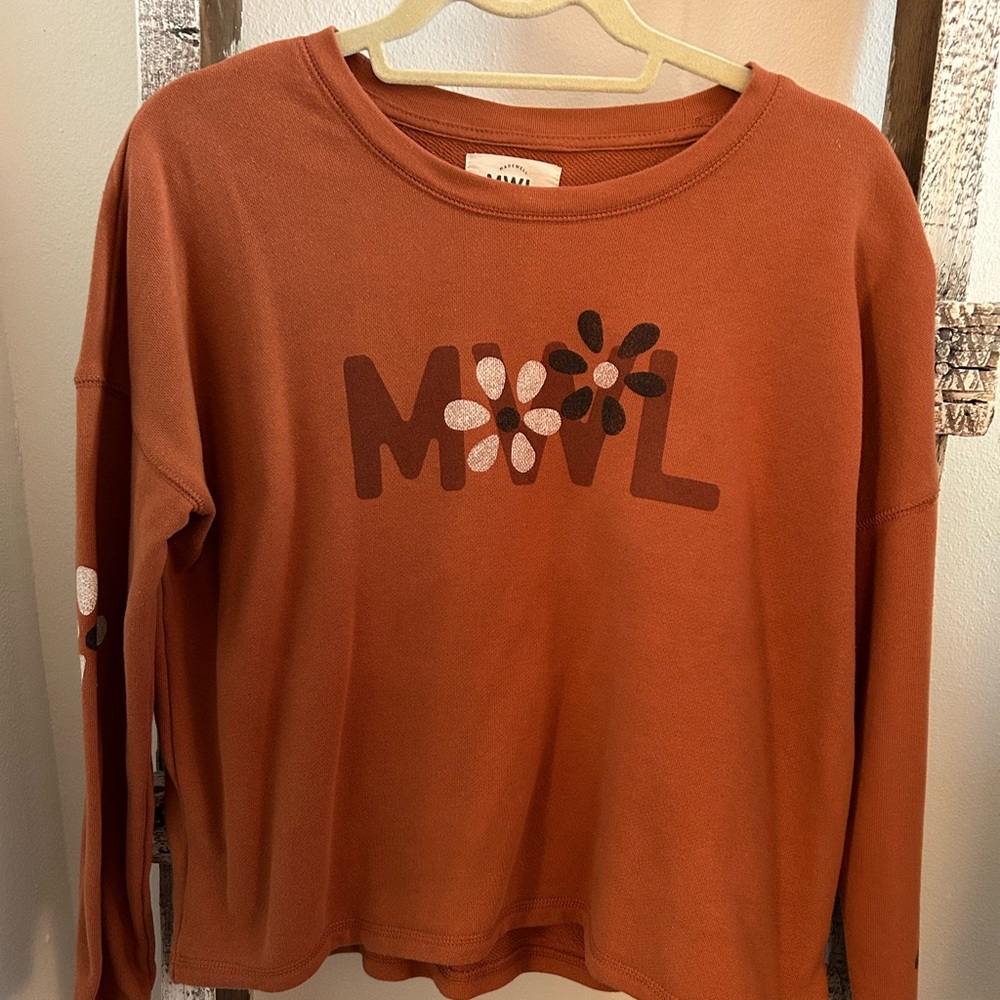 Madewell MWL Floral Easygoing Sweatshirt Pullover Daisies Burnt Orange Sz Small